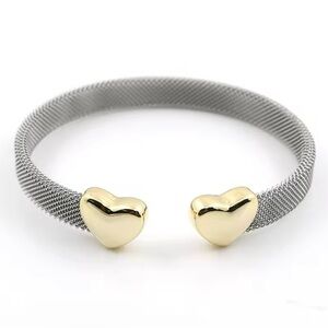 Heart Open Bangle Cuff Bracelet